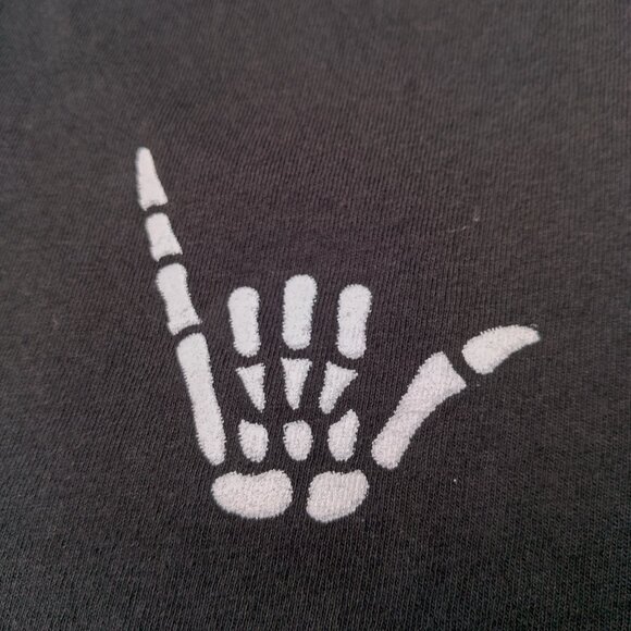 Call Your Mother Cropped Shirt Medium Skeleton Surfer Have A Nice Day Everyone - Picture 10 of 11